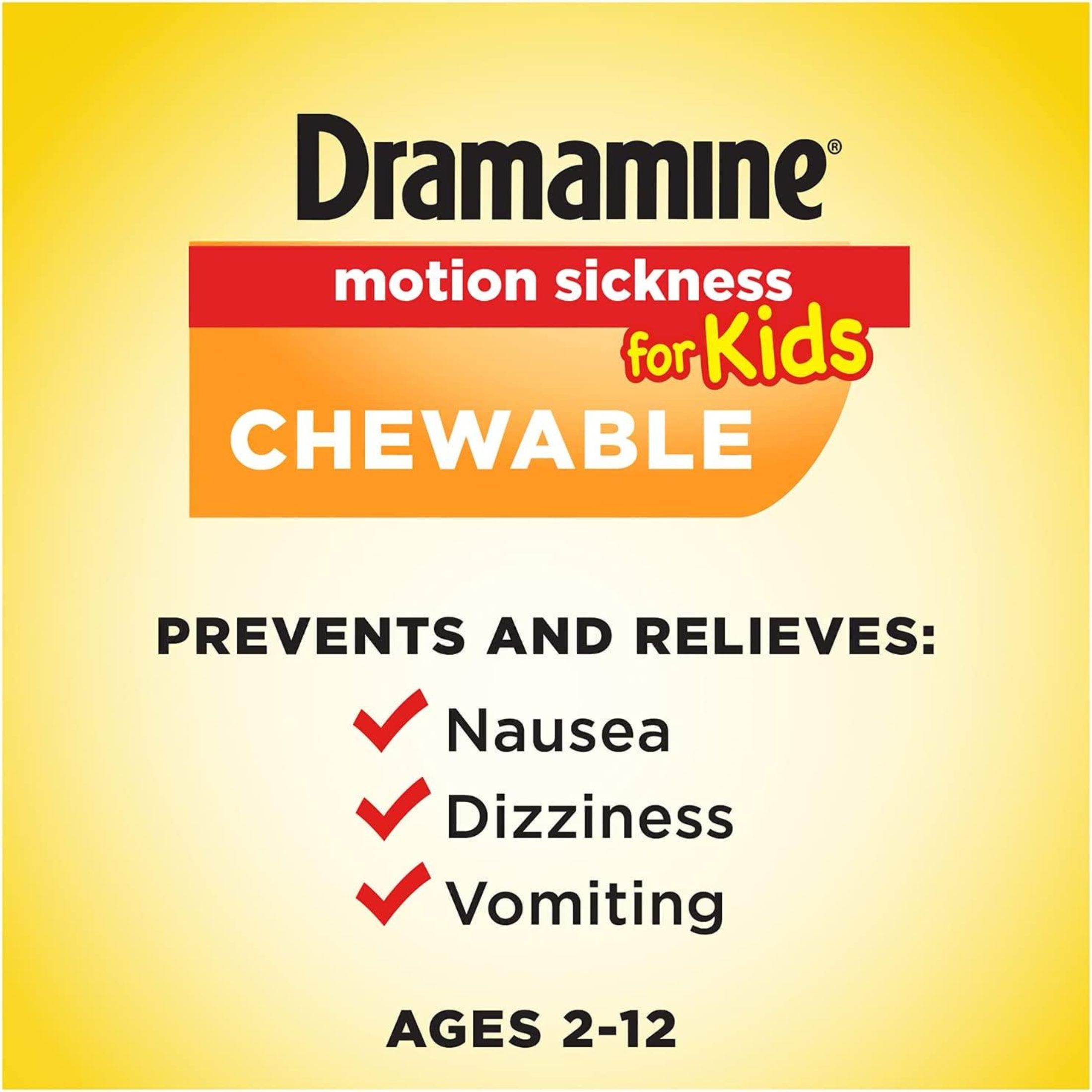 Dramamine Motion Sickness Relief, For Kids, Travel Case, Chewable Tablets, Grape Flavor
