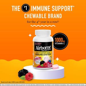 Airborne Original, Immune Support Supplement, Very Berry, 64 Chewable Tablets
