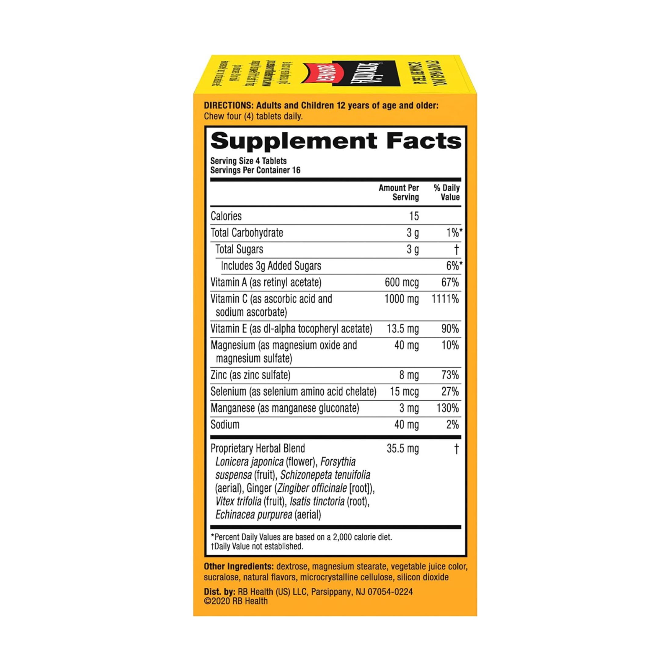 Airborne Original, Immune Support Supplement, Very Berry, 64 Chewable Tablets