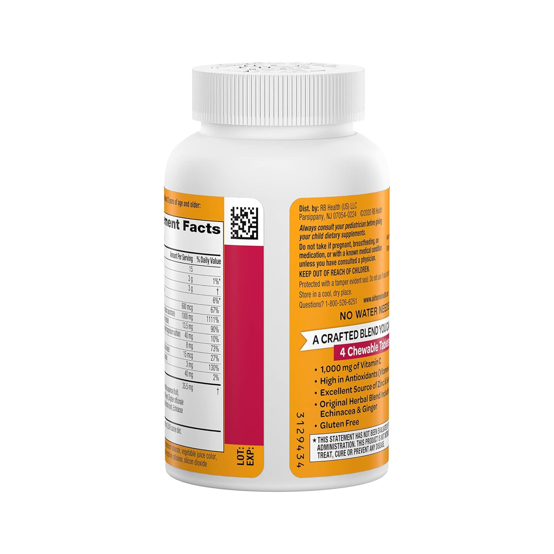Airborne Original, Immune Support Supplement, Very Berry, 64 Chewable Tablets