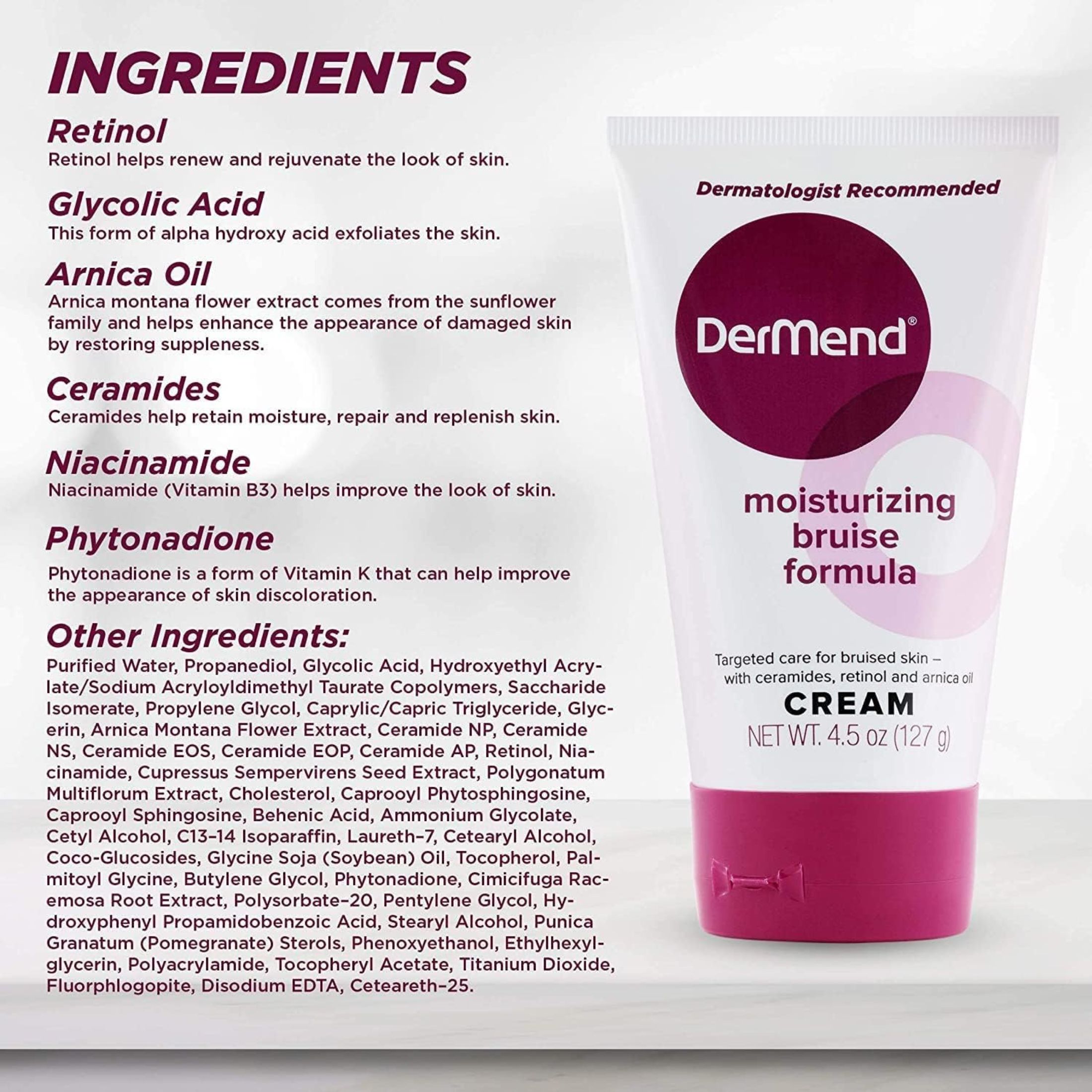 Dermend Moisturizing Bruise Formula Cream 4.50 Oz