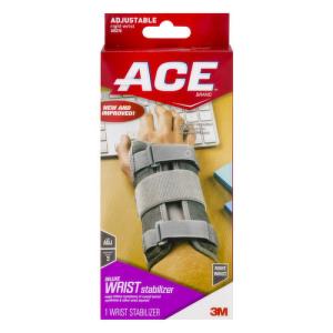 Ace Deluxe Right Wrist Stabilizer Adjustable Brace, Gray