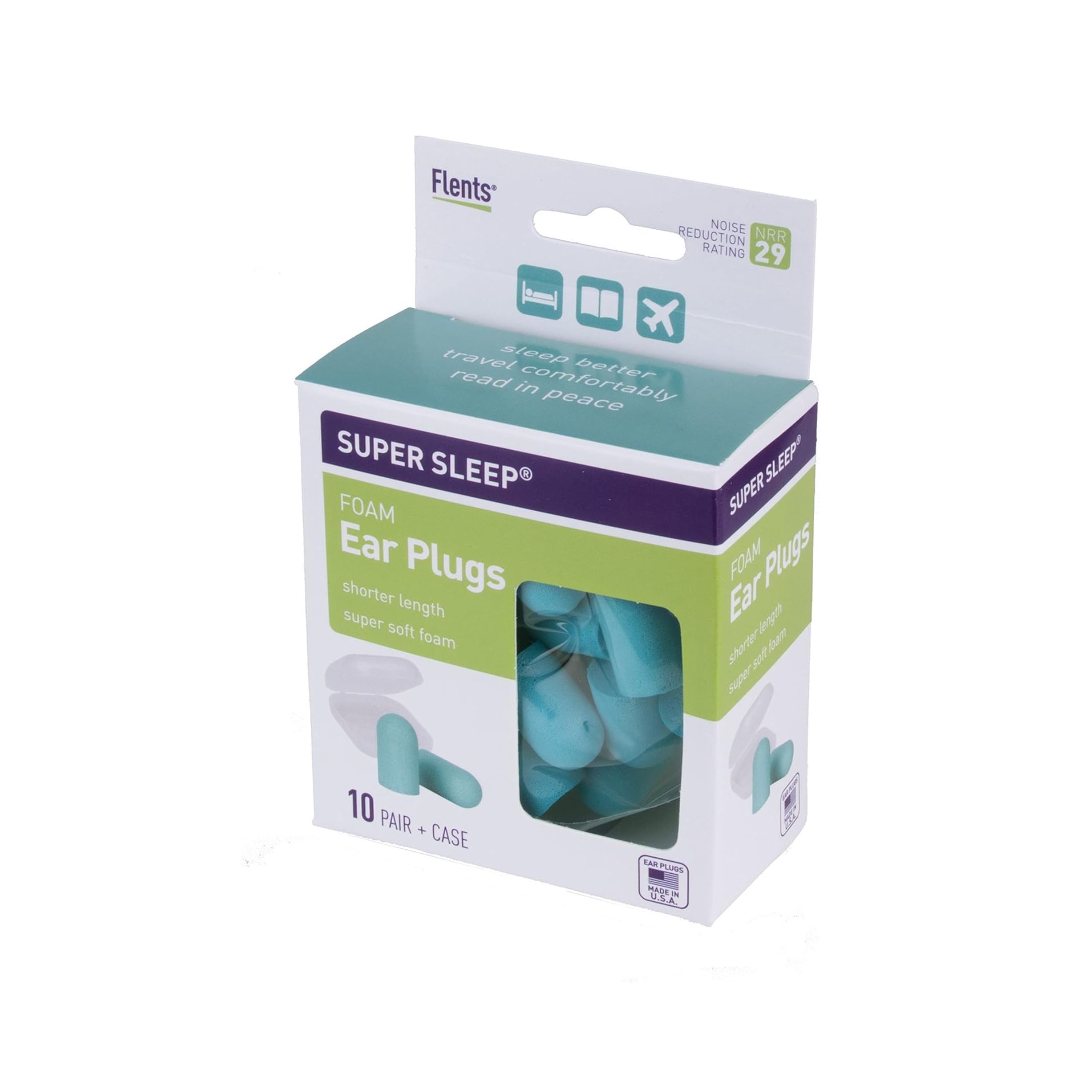 Flents | Super Sleep Comfort Foam Ear Plugs/Earplugs 10 Pair Case Included NRR 29 Made In The USA