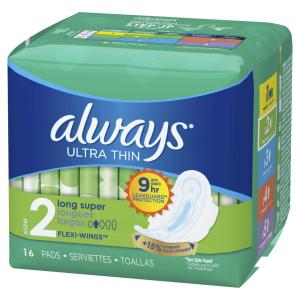 Always Pads, Ultra Thin, Flexi Wings, Long Super, Size 2