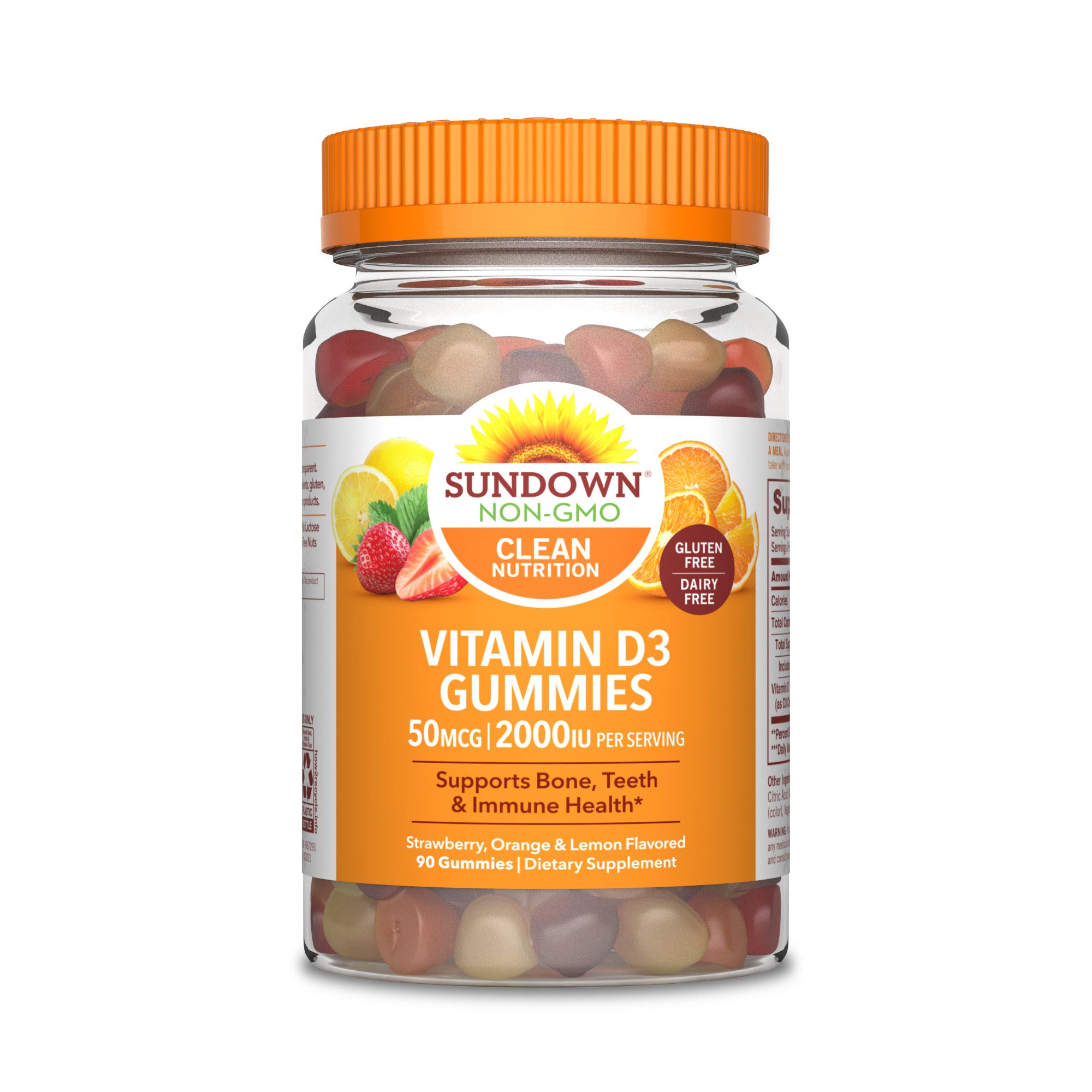 Sundown Naturals Vitamin D3, Strawberry, Orange & Lemon Flavored, 50 Mcg, Gummies