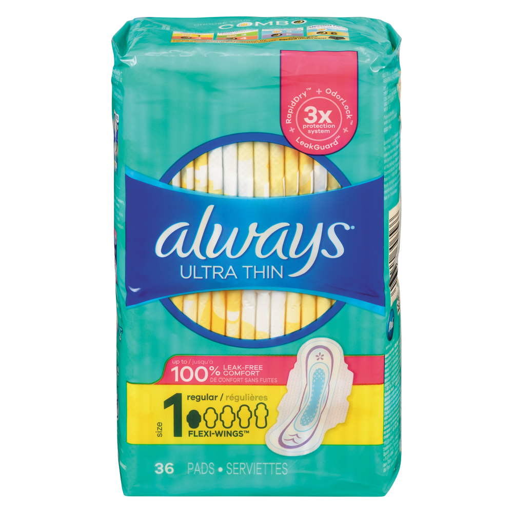 Always Ultra Thin Size 1 Regular Absorbency Unscented Pads With Wings