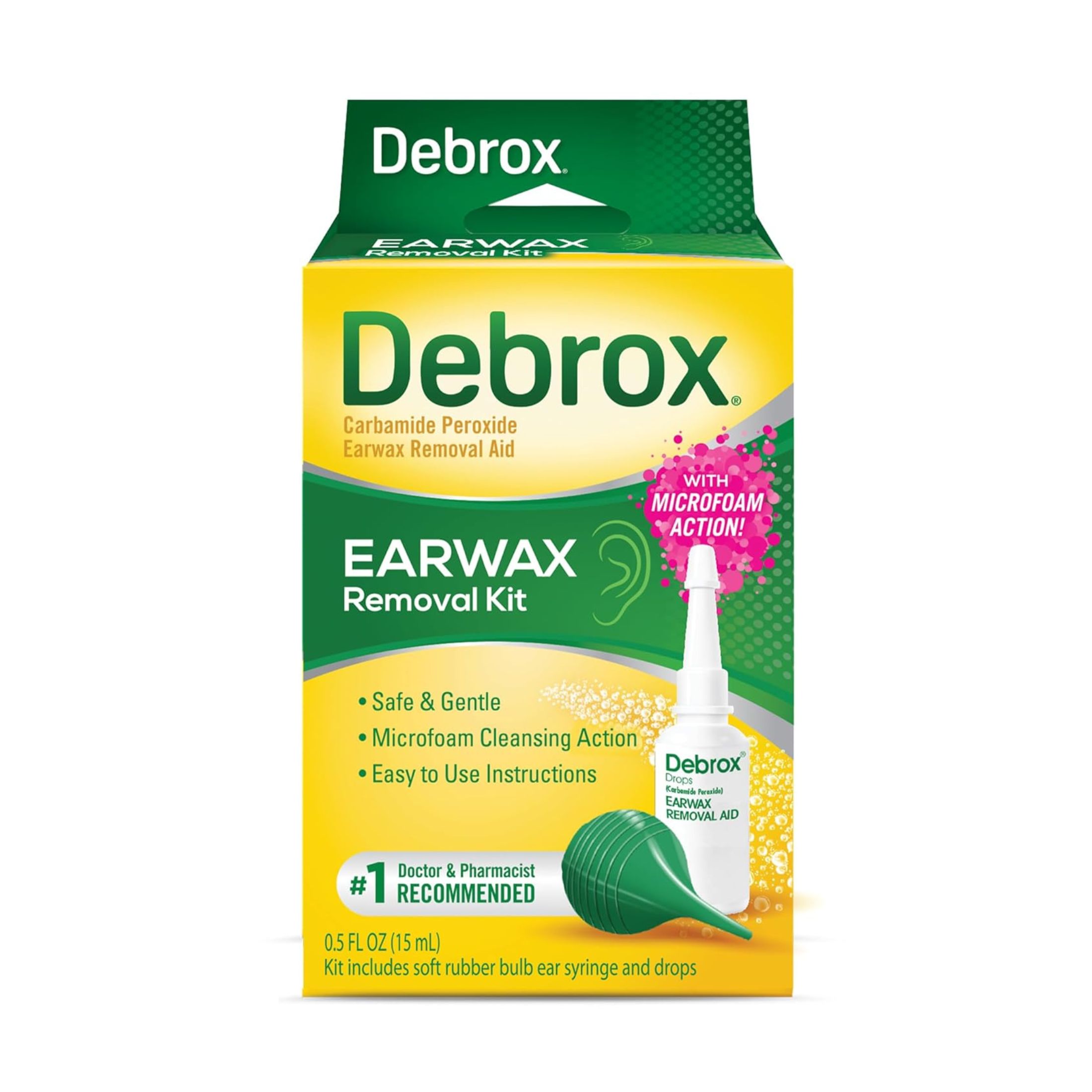 Debrox Earwax Removal Kit, Includes Drops And Ear Syringe Bulb, 0.5 Oz