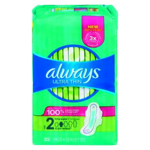 Always Ultra Thin Pads With Wings, Size 2, Long, Super Absorbent