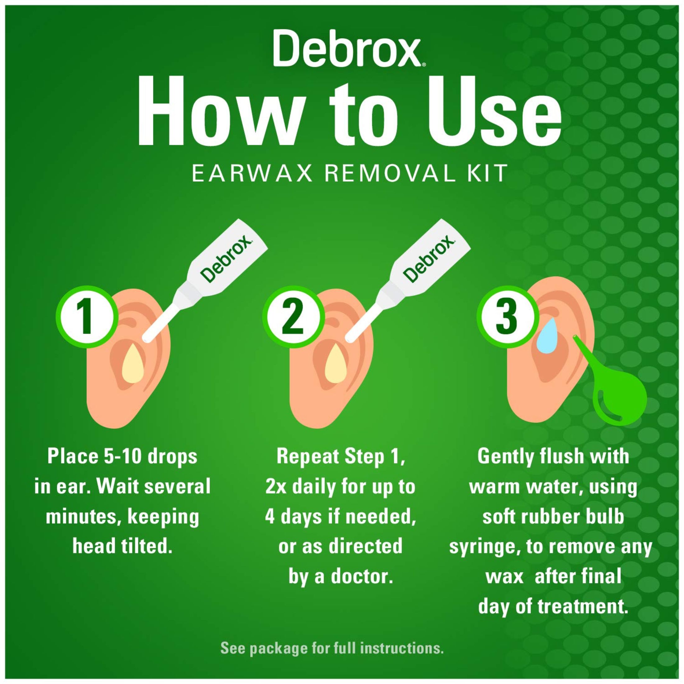 Debrox Earwax Removal Kit, Includes Drops And Ear Syringe Bulb, 0.5 Oz