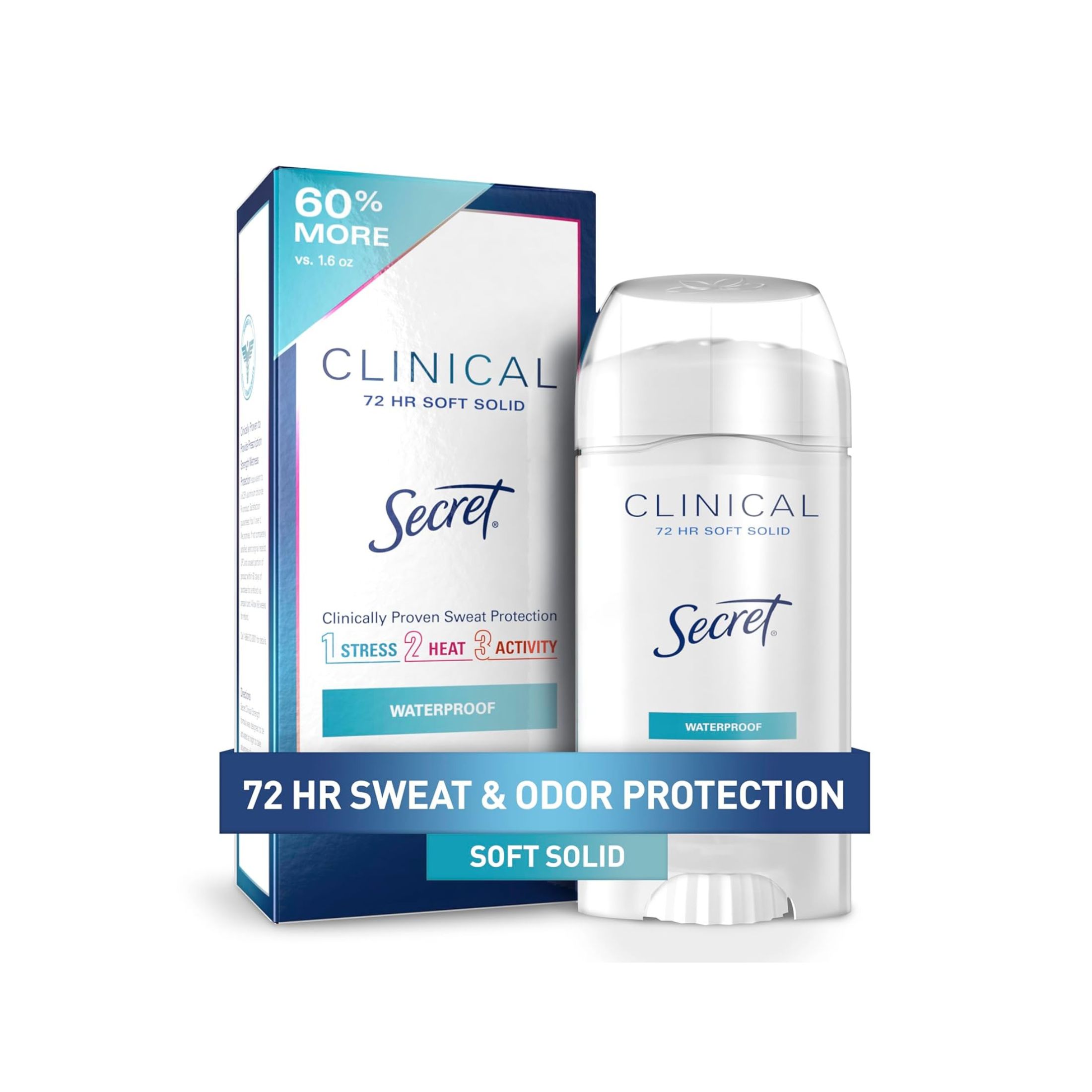 Secret Clinical Strength Antiperspirant And Deodorant Soft Solid, Waterproof, 1.6 Oz