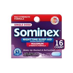 Sominex Nighttime Sleep-Aid With Diphenhydramine HCl 50 Mg Maximum Strength Formula 16 Tablets