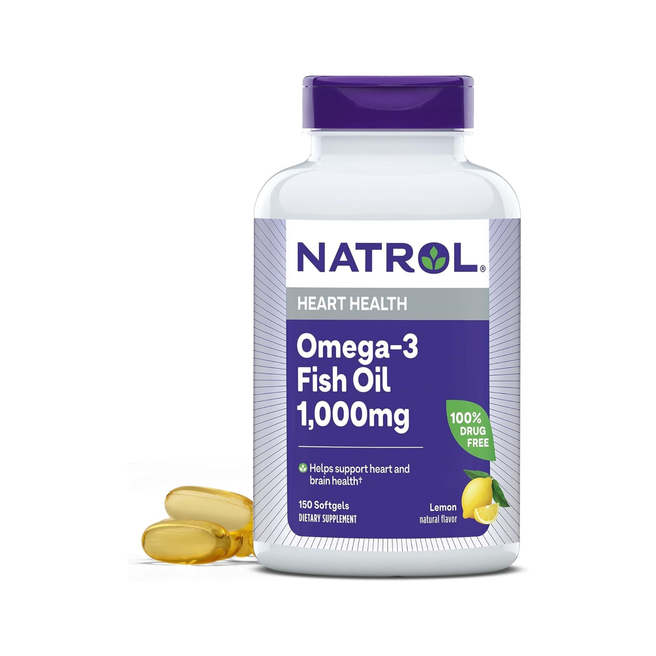 Natrol Omega-3 Fish Oil 1000 Mg Softgels, Lemon Flavor