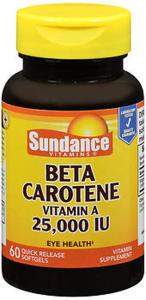 Sundance Beta Carotene Vitamin A Softgels, 25,000 IU, 60 Caps