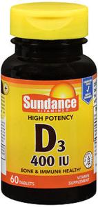 Sundance Vitamins High Potency D3 400 IU Tablets