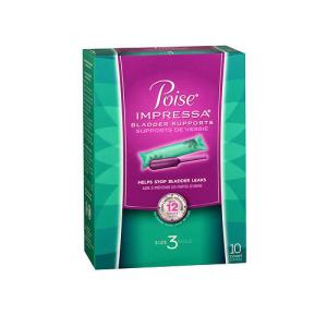 Poise Impressa Incontinence Bladder Supports, Size 3, 10 Tampons