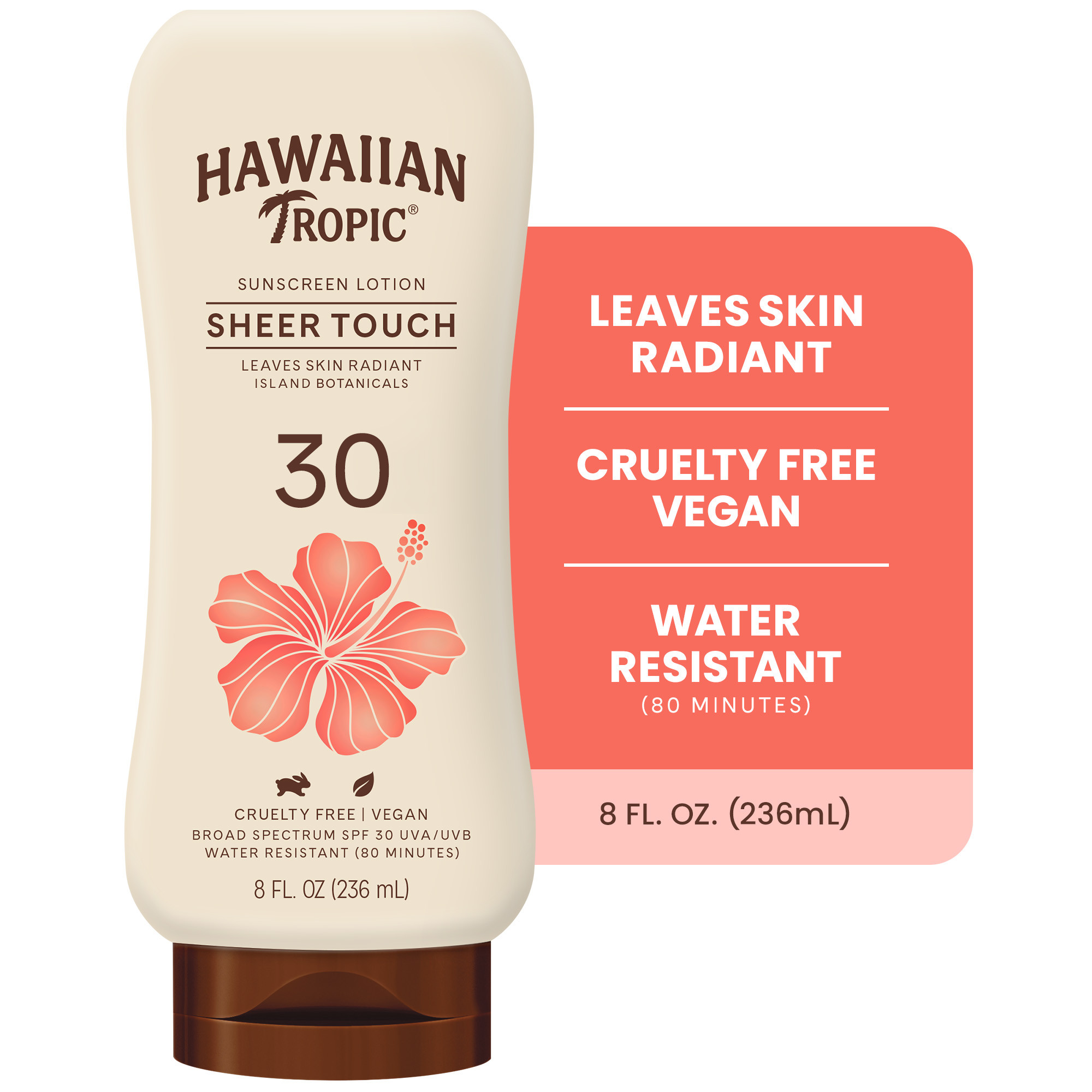 Hawaiian Tropic Sheer Touch Ultra Radiance Lotion Sunscreen Broad Spectrum SPF 30 - 8 Ounces