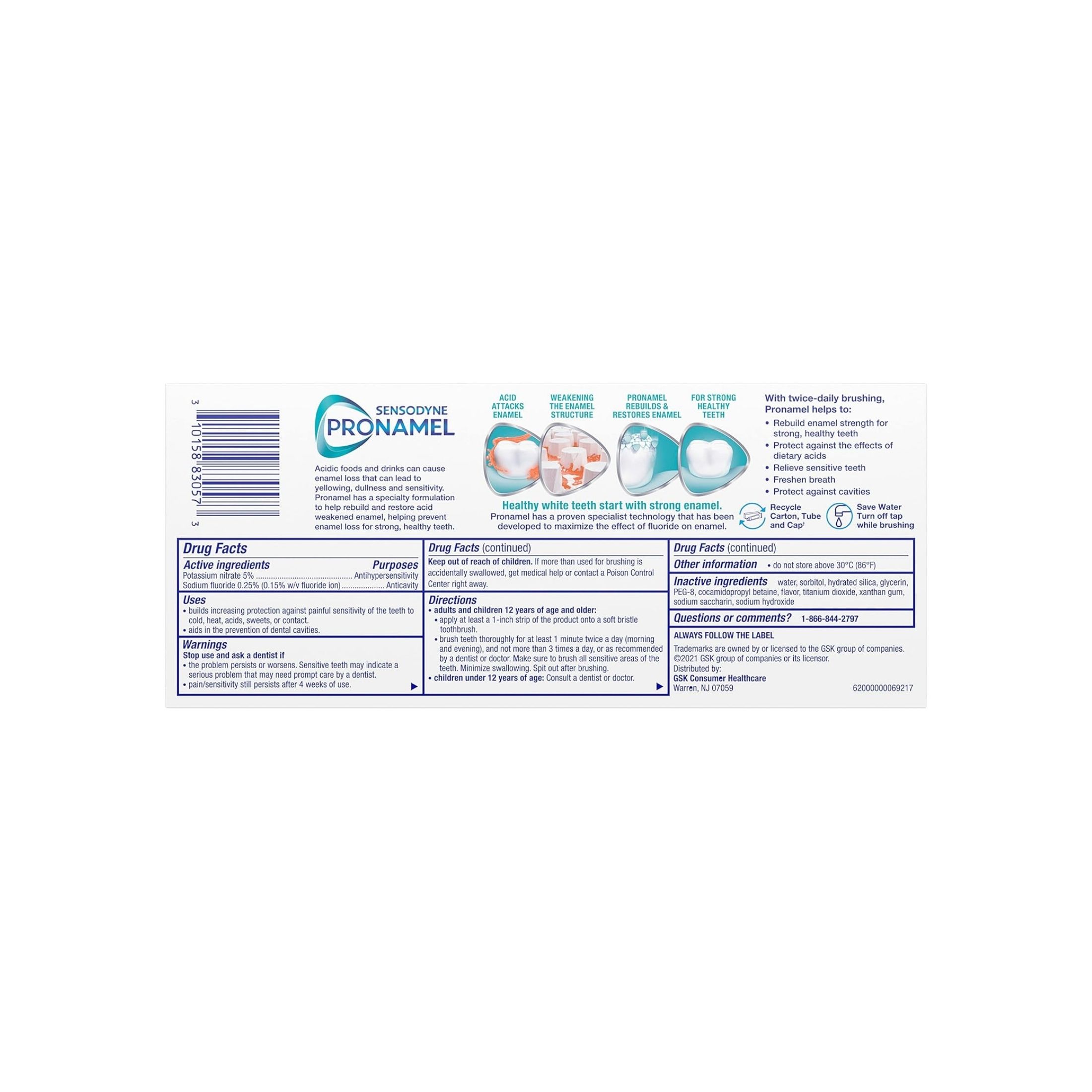 Sensodyne Pronamel Gentle Whitening Enamel Toothpaste For Sensitive Teeth Alpine Breeze
