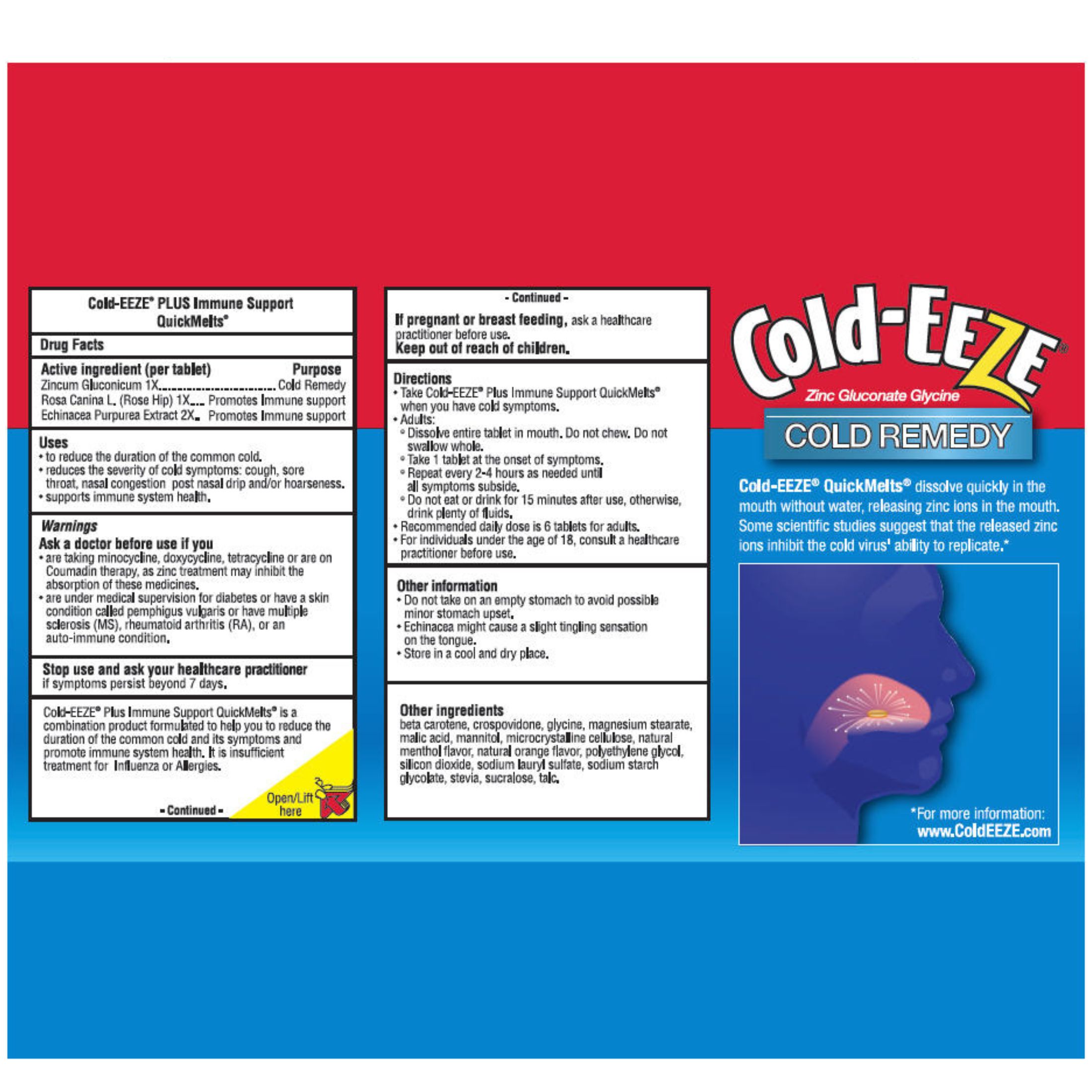 Cold-Eeze Remedy, Plus Natural Immune Support, QuickMelts, Orange