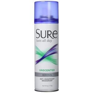 Sure Aerosol Unscented Anti Perspirant Deodorant 6 Oz