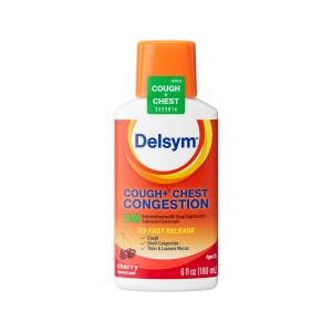 Delsym Max Strength Cough Plus Chest Congestion DM Liquid, Cherry Flavor, 6 Oz