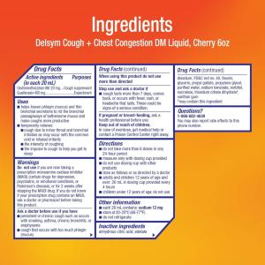Delsym Max Strength Cough Plus Chest Congestion DM Liquid, Cherry Flavor, 6 Oz