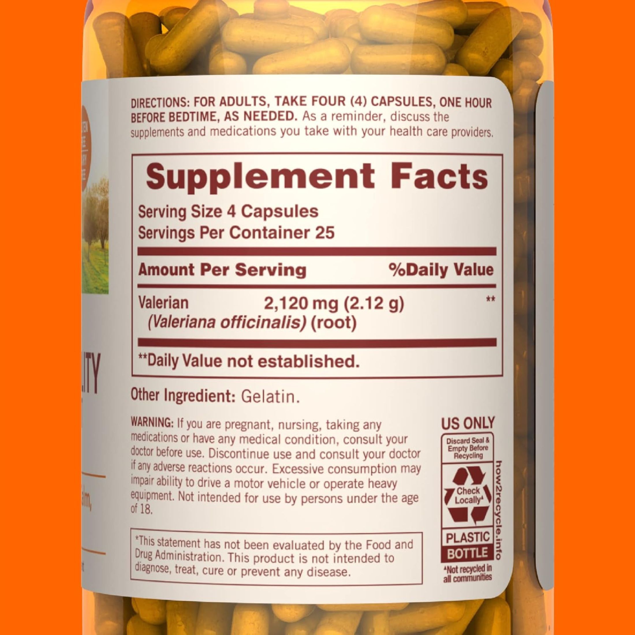 Sundown Naturals Valerian Root Whole Herb 530 Mg Capsules