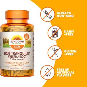 Sundown Naturals Valerian Root Whole Herb 530 Mg Capsules