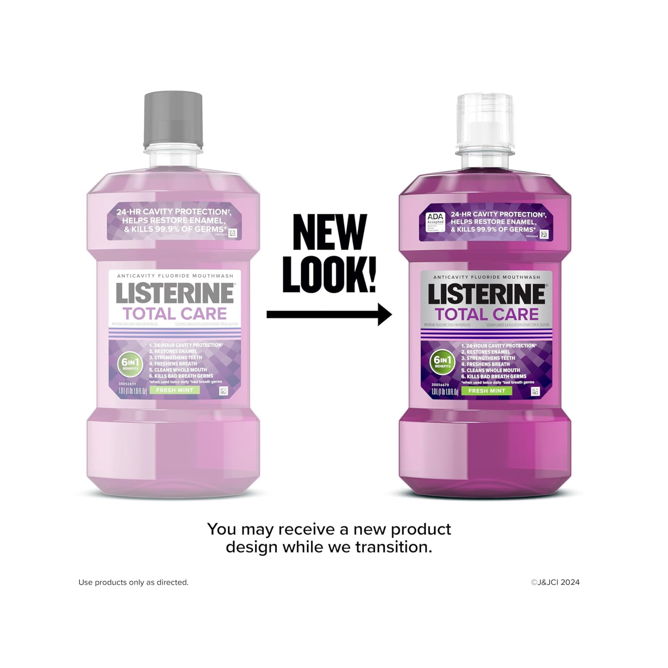 Listerine Total Care Fresh Mint Anticavity Fluoride Mouthwash, 16.9 Fl Oz