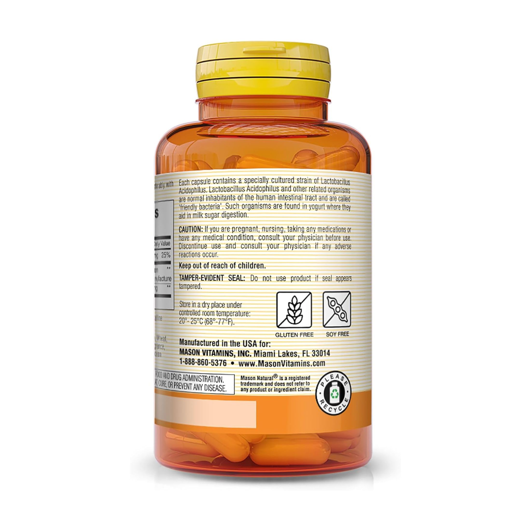 Mason Natural Probiotic Acidophilus With Pectin, 100 Capsules
