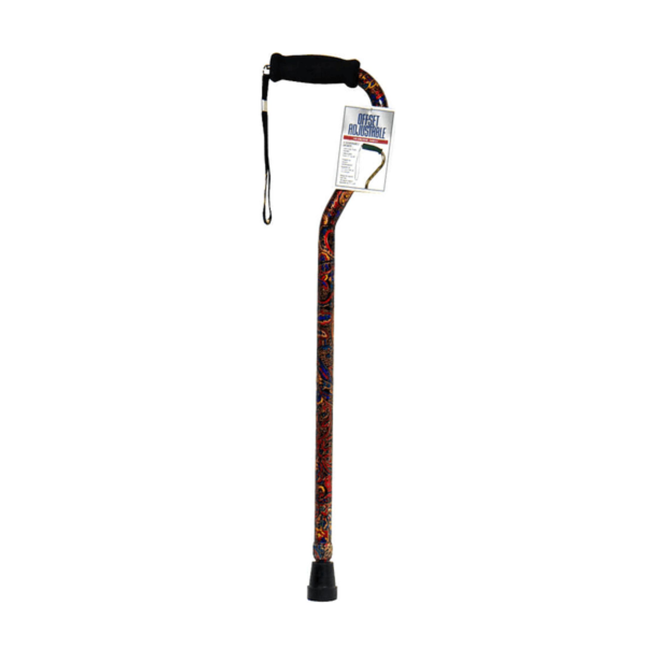 Sunmark Aluminum Cane Offset Adjustable Paisley