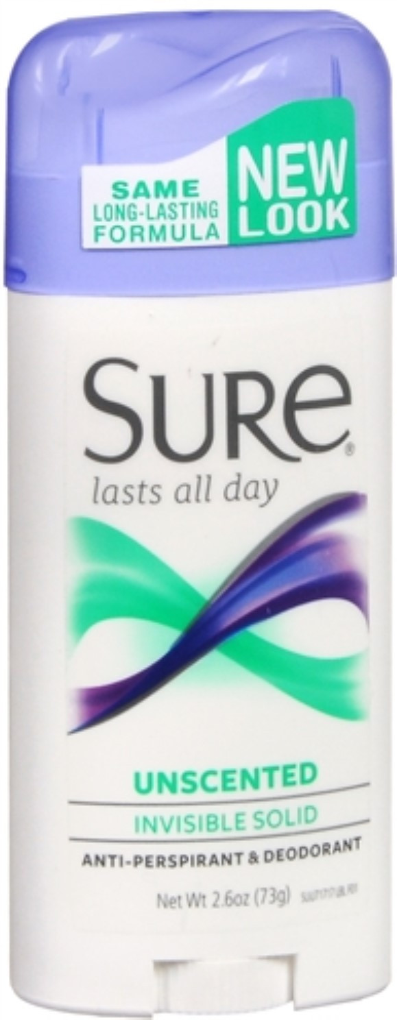 Sure Invisible Solid Antiperspirant Deodorant Unscented 1.6 Oz