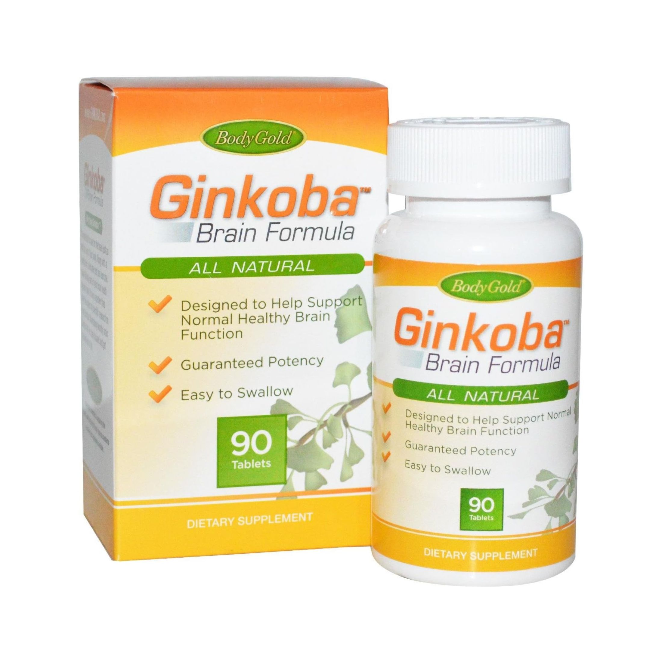 Body Gold Ginkoba Memory Brain Formula All Natural 90 Tablets