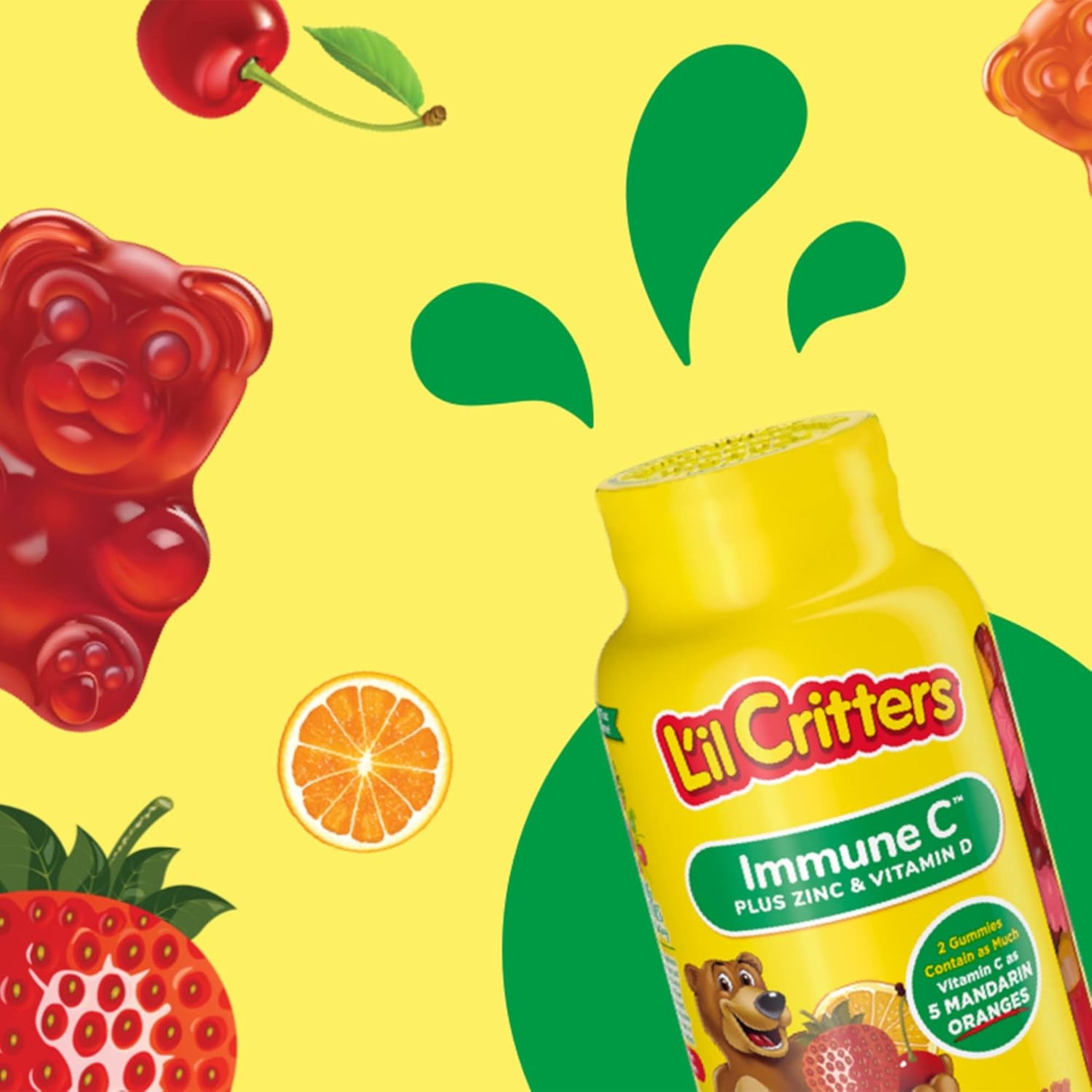 L'il Critters Immune C, Plus Zinc & Echinacea, Gummy Bears, 60 Ct