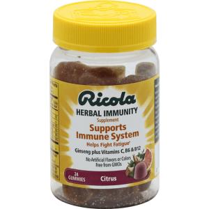 Ricola Herbal Immunity Citrus Supplement Gummies 24