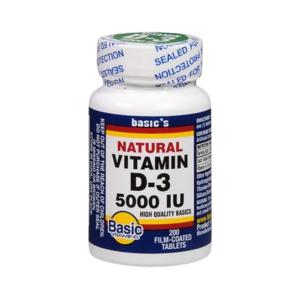Basic Vitamins Natural Vitamin D-3 5000 IU Tablets