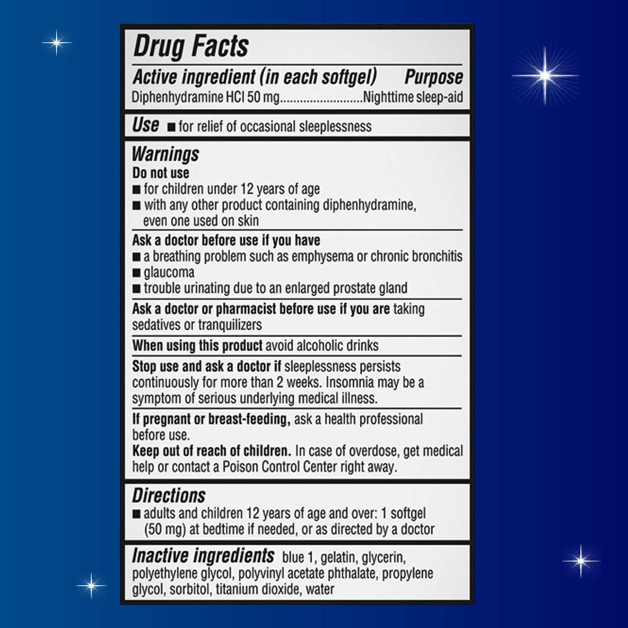 Unisom Nighttime Sleep Aid, 50 Mg, Soft Gels