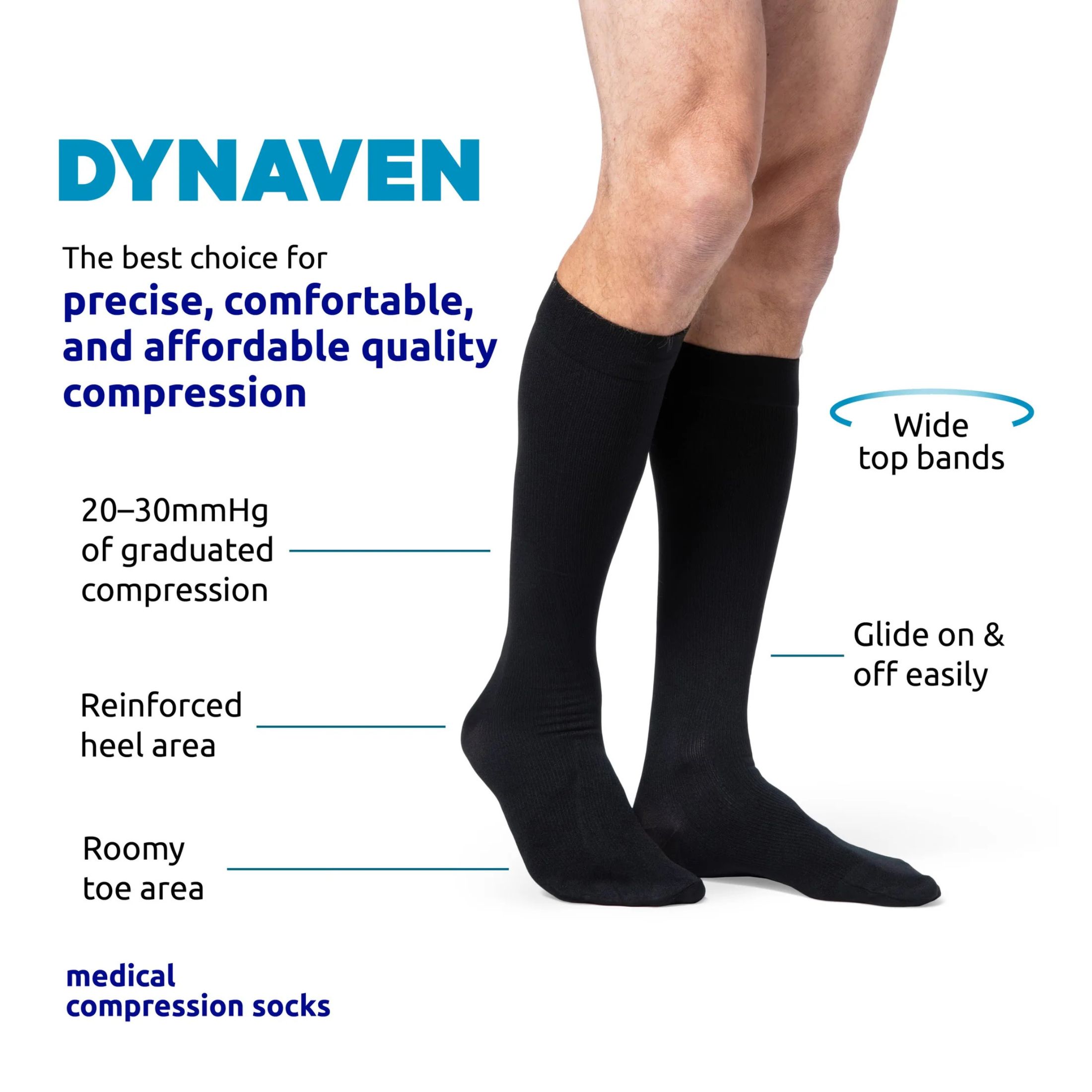 Sigvaris Dynaven Opaque Ribbed Men's Knee High 20-30 mmHg