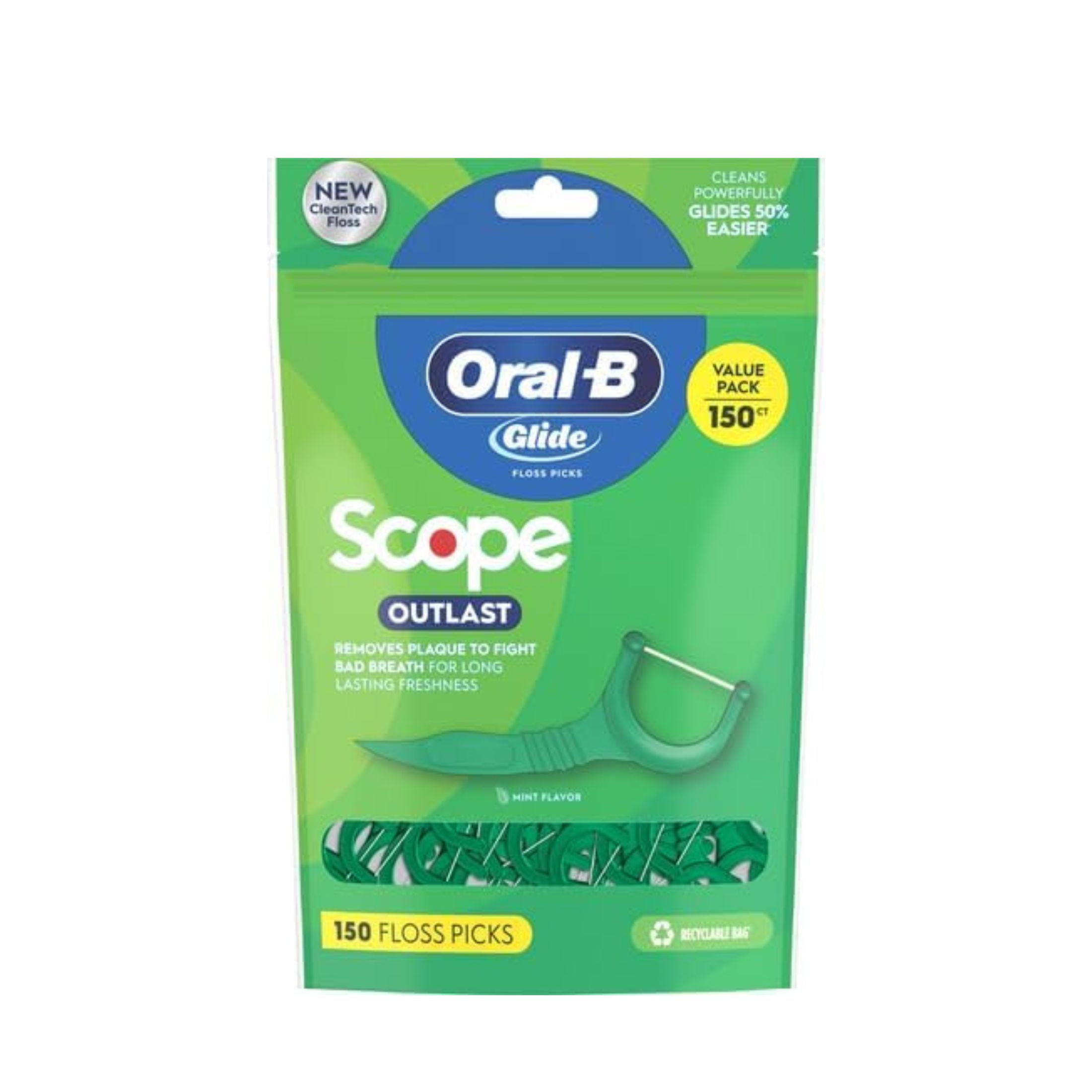 Oral-B Glide Complete Dental Floss Picks, Scope Outlast, Mint
