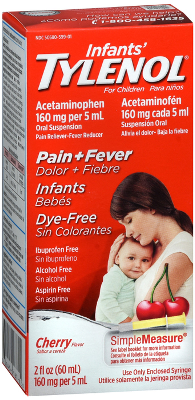Tylenol Infants' Cherry Flavor Acetaminophen Pain + Fever Oral Suspension, 160 Mg, 2 Fl Oz