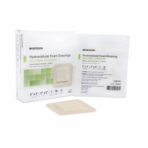 McKesson Silicone Foam Dressing Square With Border Film Backing