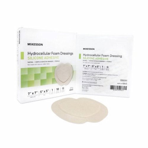McKesson Foam Dressing 7 X 7 Inch With Border Film Backing Silicone Gel 4845