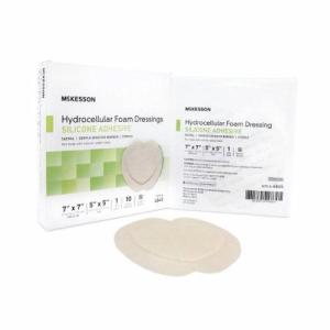McKesson Foam Dressing 7 X 7 Inch With Border Film Backing Silicone Gel 4845