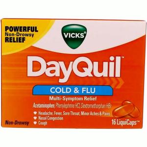 Vicks DayQuil SEVERE Cold, Flu And Congestion Medicine, 16 Liquicaps, Maximum Strength, Relieves Cough, Sore Throat, Fever, Chest Congestion, Liquid Capsules