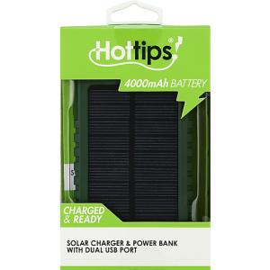 Hottips Solar Charger & Power Bank, With Dual Usb Port