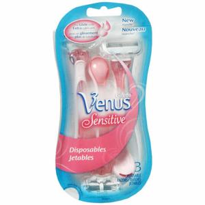 Gillette Venus Sensitive Women's Disposable Razor, 3 Count, Womens Razors / Blades