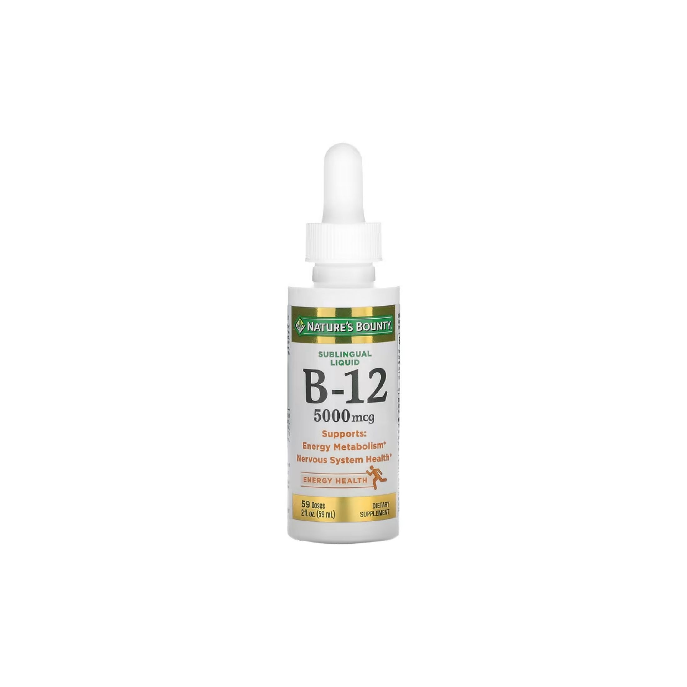 Nature's Bounty Vitamin B12 5000 Mcg Sublingual Liquid, Cardiovascular Health & Cellular Energy Support, 2 Fl Oz