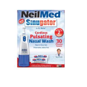 NeilMed Sinugator Cordless Pulsating Nasal Wash & 30 Premixed Packets