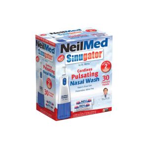 NeilMed Sinugator Cordless Pulsating Nasal Wash & 30 Premixed Packets