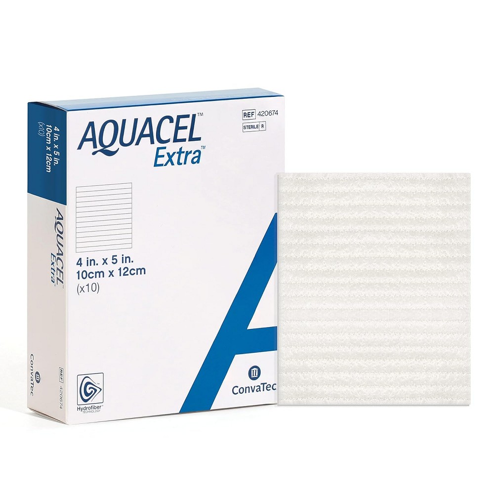 ConvaTec Aquacel Extra Hydrofiber Dressing White 4 X 5" 420674