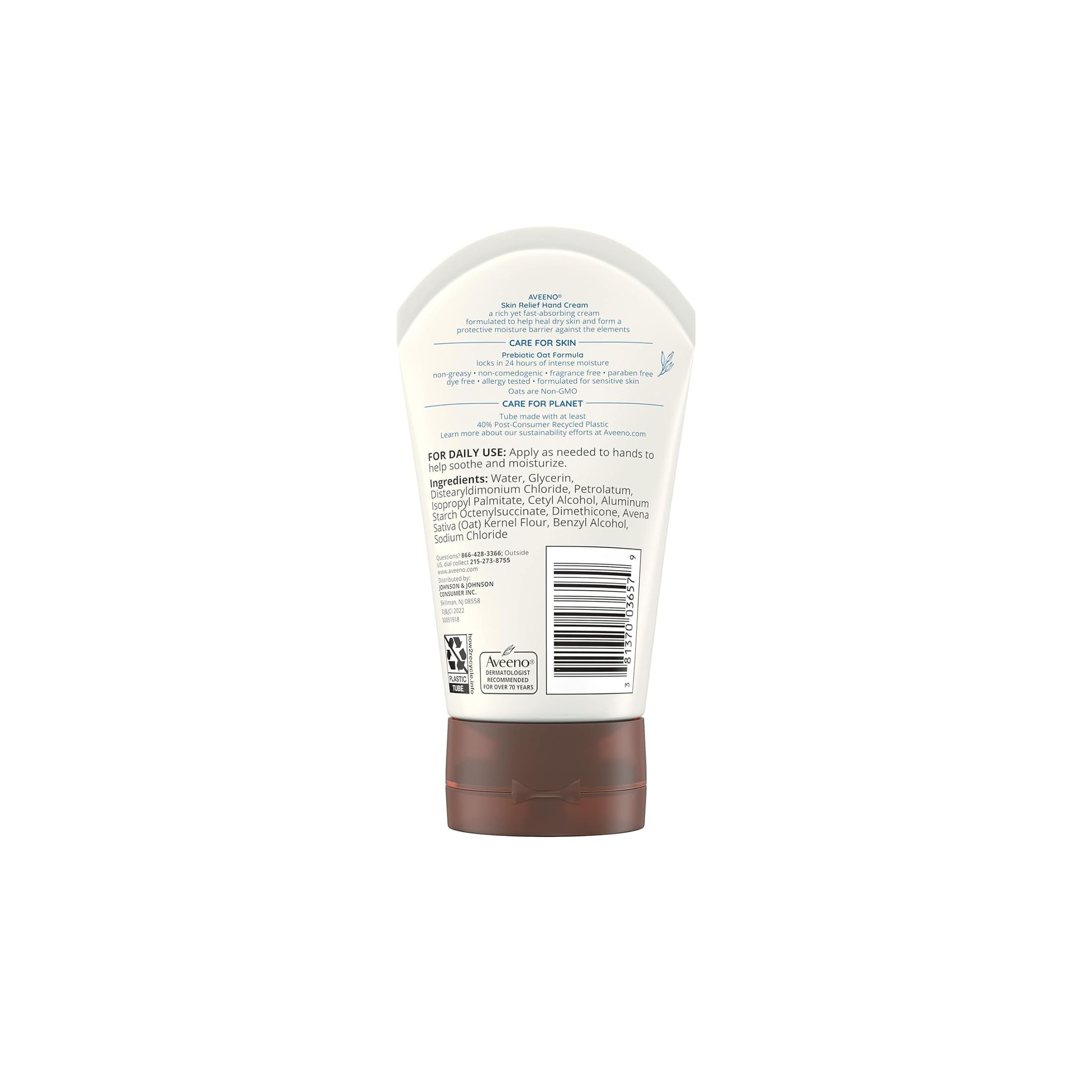 Aveeno Hand Cream Skin Relief Intense Moisture Fragrance Free 3.5 Oz